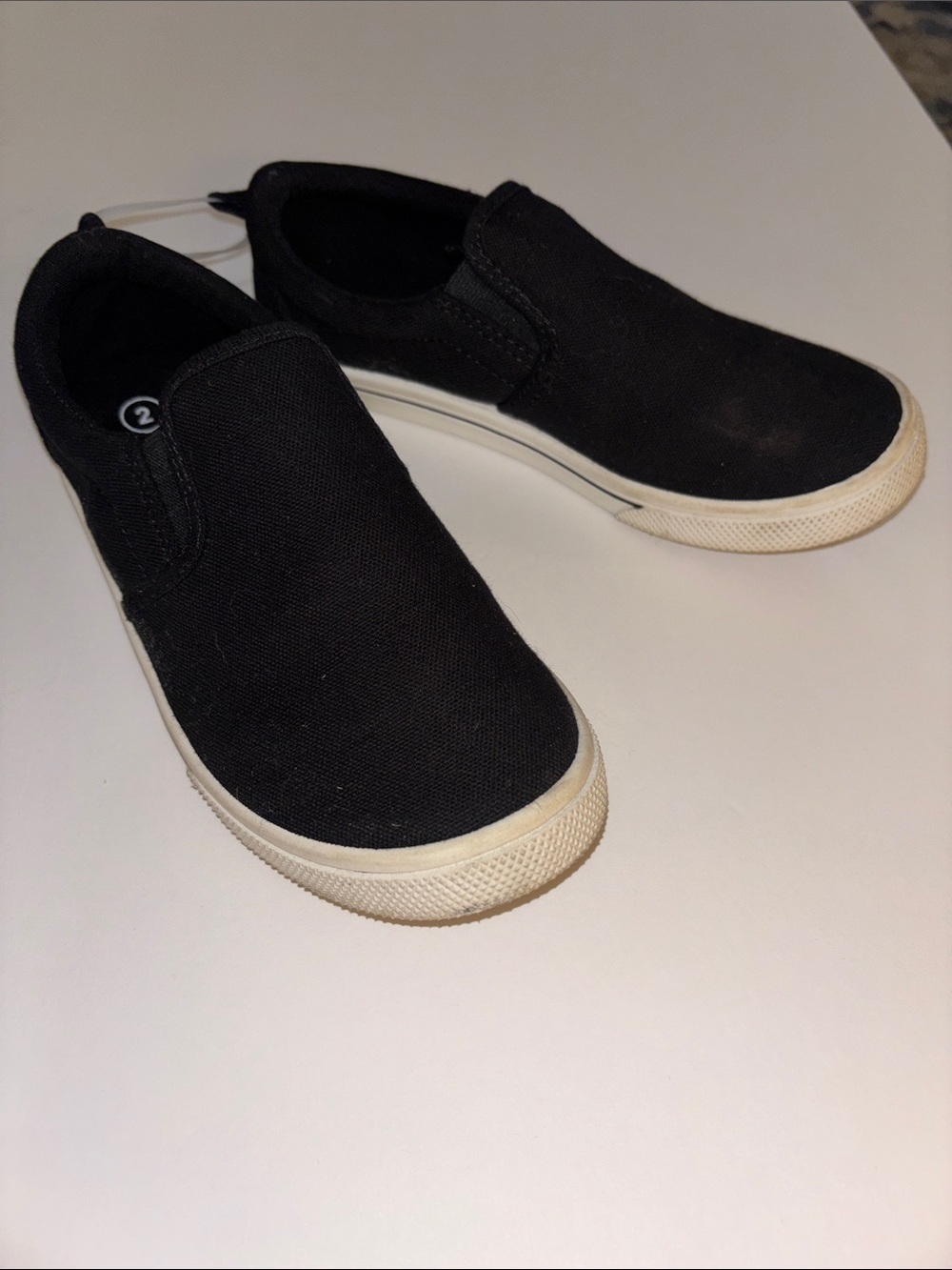 Cat & Jack Black Canvas Slip-On Sneakers with White Soles